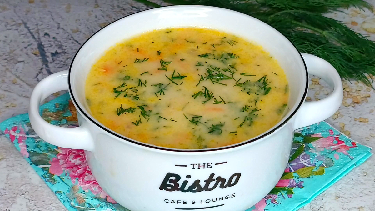 Рыбный суп из консервов с пшеном и зеленью