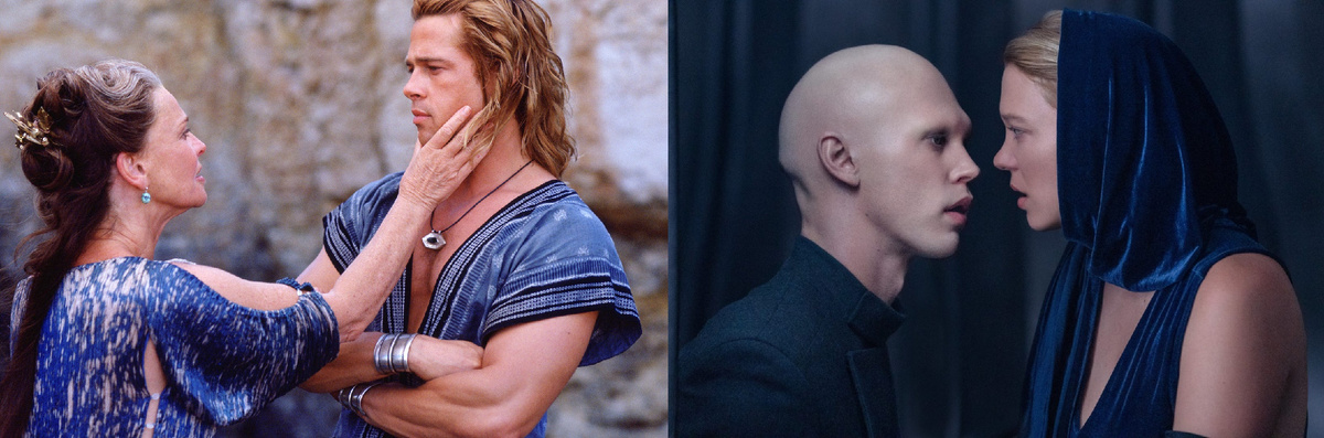 Кадры из фильмов "Троя" и "Дюна. Часть вторая"