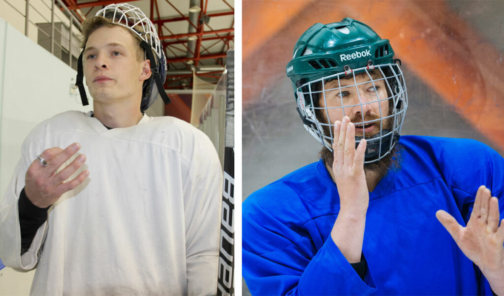 Им нельзя друг без друга. Слева — Денис. Фото: Е. Вербенина. Справа — сурдопереводчик Игорь