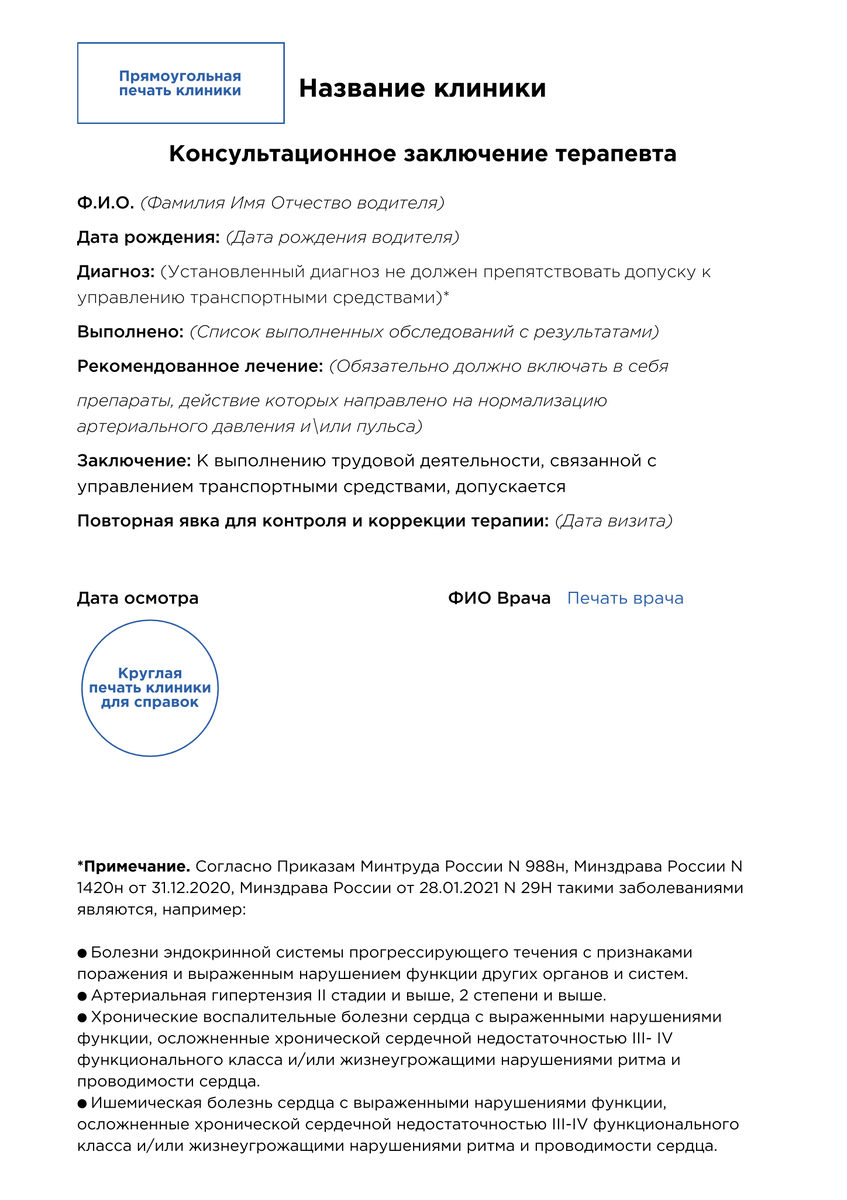 Шаблон заключения для терапевта от АТИМО