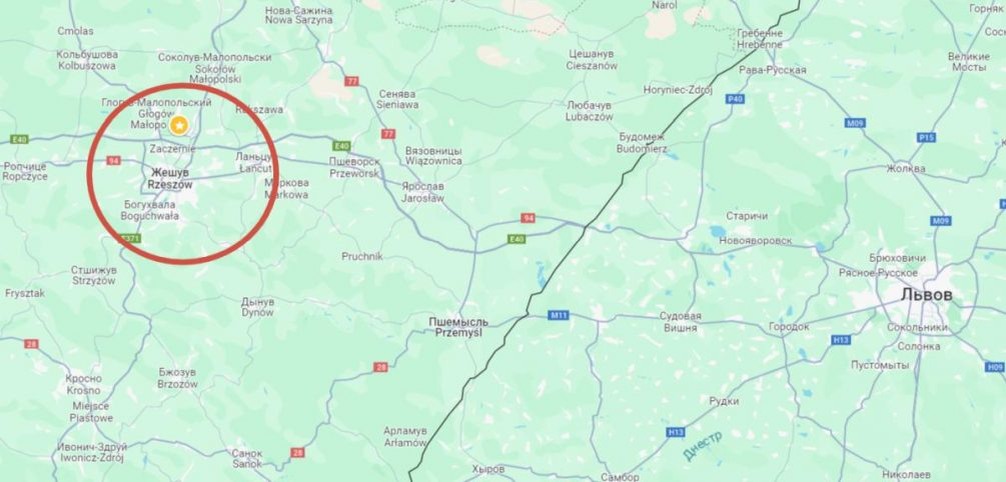   Польский Жешув может стать одной из целей. Иллюстрация: скриншот карт, соцсети