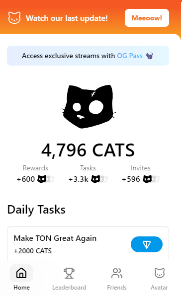 Интерфейс приложения Cats