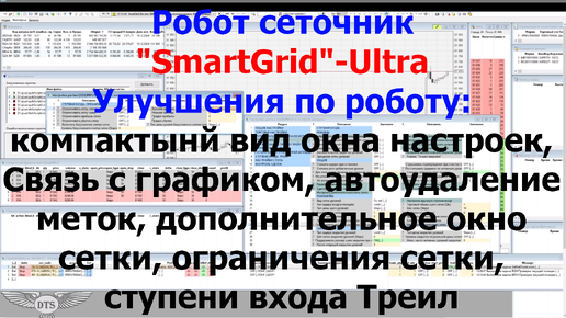 Улучшения по роботу SmartGrid Ultra. Настройки. Доп.окно, Ограничения сетки. Ступени входа-треил