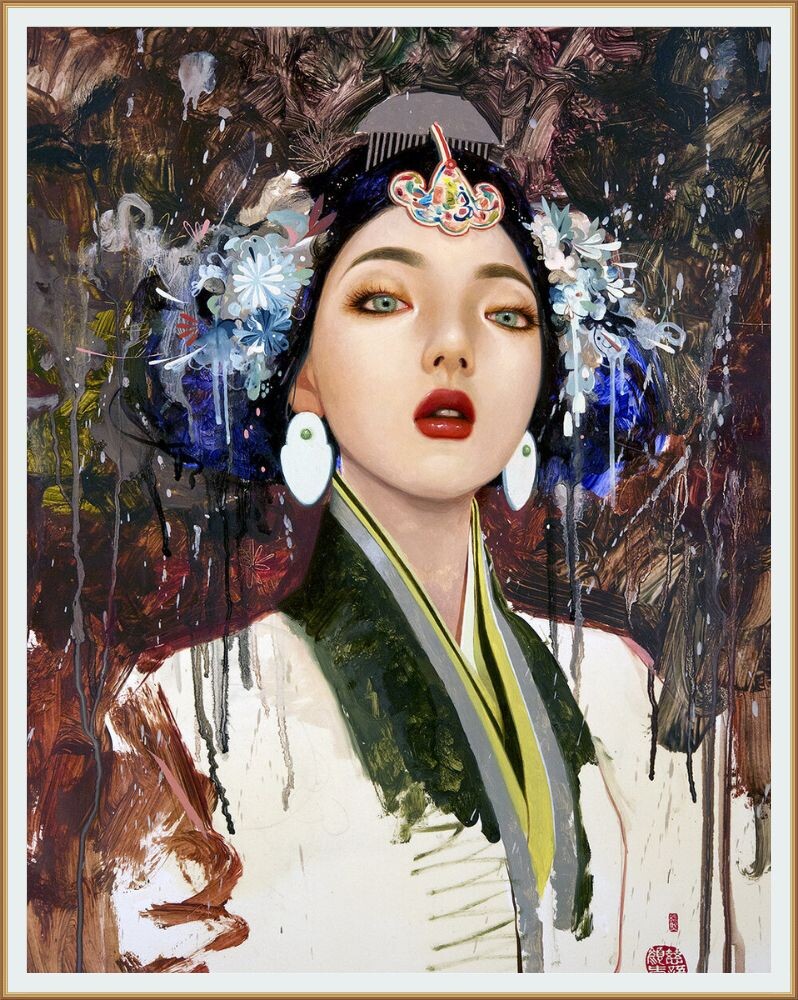 Картина художницы Сои Милк / Soey  Milk /  / Соевое Молоко /  под названием " "Не приручай мое сердце" / 20 ”x 16" / Масло и перо Вайандотта на панели / 2018 / Частная коллекция