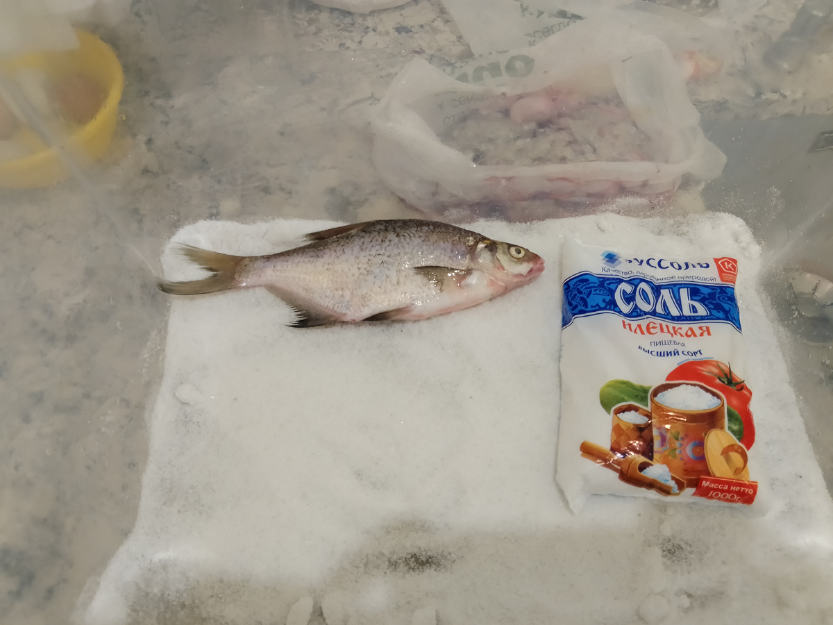 Первый слой соли в контейнере