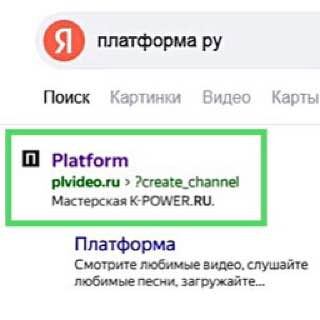 Скрин поиска официального сайта Платформы