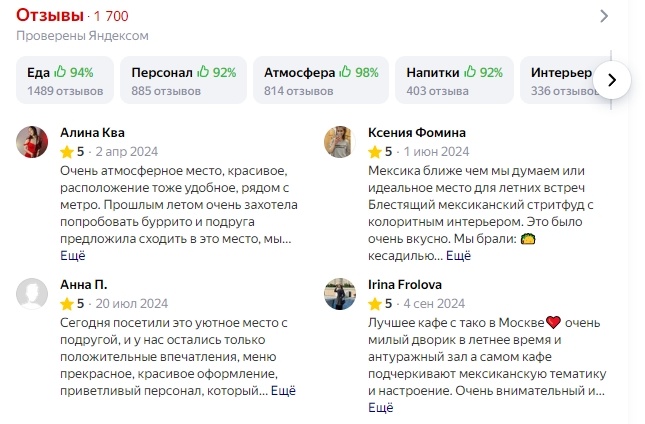 Отзывы на Яндекс.Картах