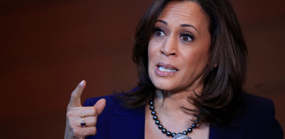    Sen. Kamala Harris, D-Calif., speaks to members of the media at her alma mater, Howard University, Monday, Jan. 21, 2019 in Washington, following her announcement earlier in the morning that she will run for president. Harris, a first-term senator and former California attorney general known for her rigorous questioning of President Donald Trump's nominees, entered the Democratic presidential race on Monday. Vowing to "bring our voices together," Harris would be the first woman to hold the presidency and the second African-American if she succeeds. (AP Photo/Manuel Balce Ceneta) grom