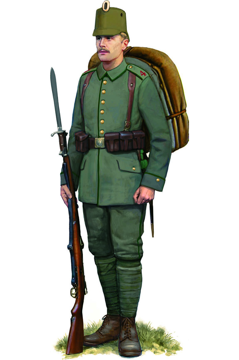 Рядовой 4-го (Магдебургского) егерского батальона, 1914 г. Источник: Норт Д. "Солдаты Первой мировой войны"