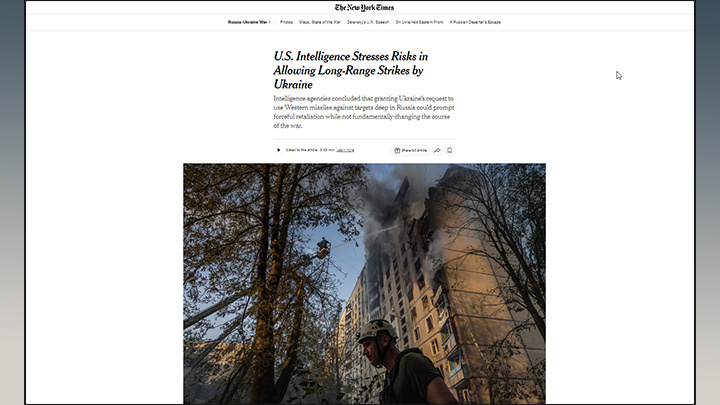    В США боятся повышения уровня эскалации? Скрин с сайта New York Times