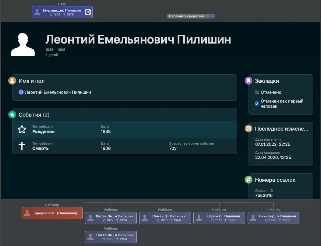 скан из программы родословной, среди сыновей Леонтия нет только старшего Алексея.