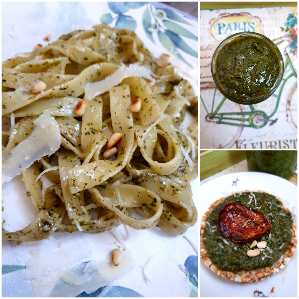 У мятно-базиликового песто более ярко-выраженный вкус благодаря, собственно, мяте и базилику, а также кедровым орешкам🤎