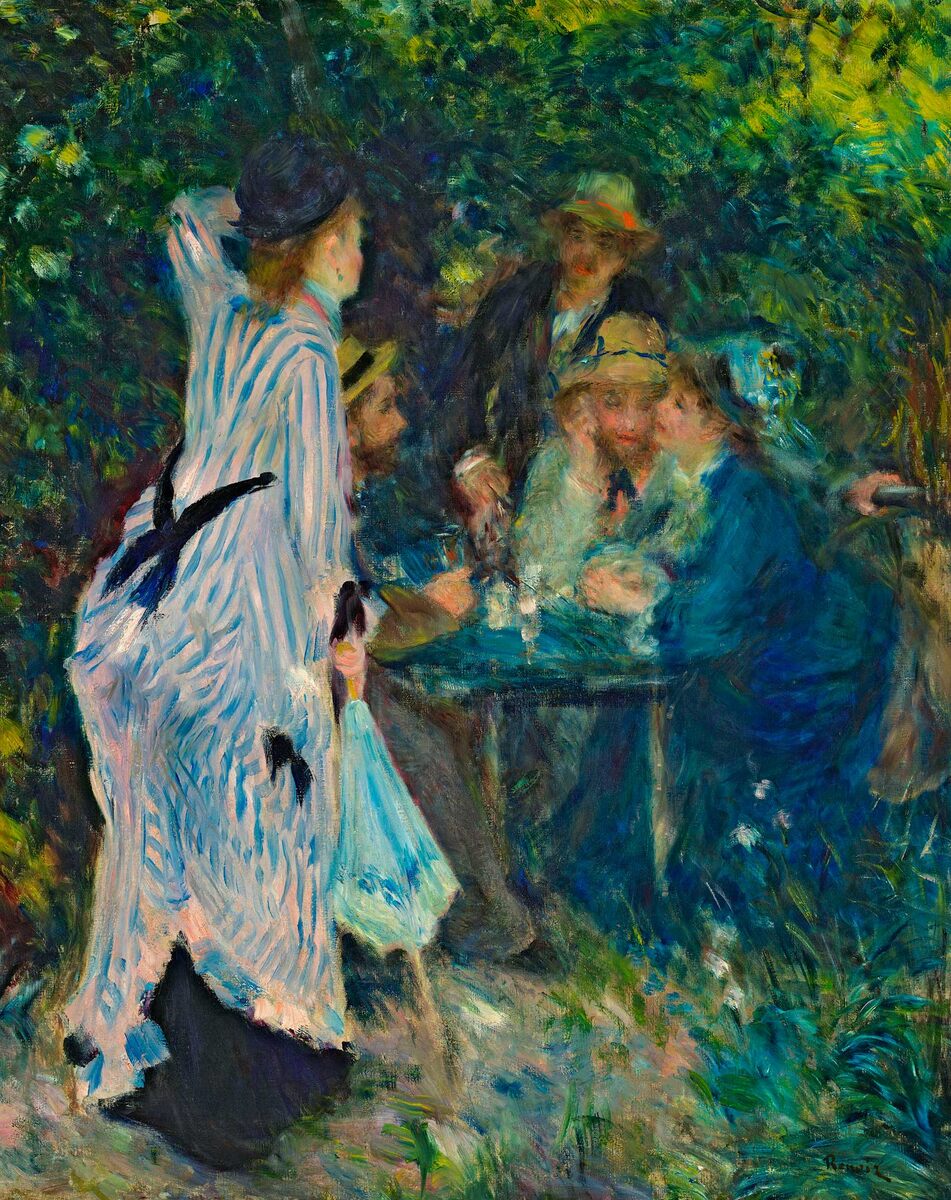 Пьер Огюст Ренуар. «В саду. Под деревьями Мулен де ла Галетт» (1876). Холст, масло, 81 × 65 см. Государственный музей изобразительных искусств имени А. С. Пушкина.