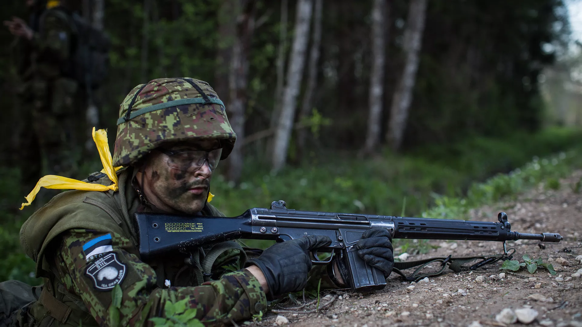 Солдат эстонской армии во время учений Siil-2015. Архивное фото. Фото из интернета.