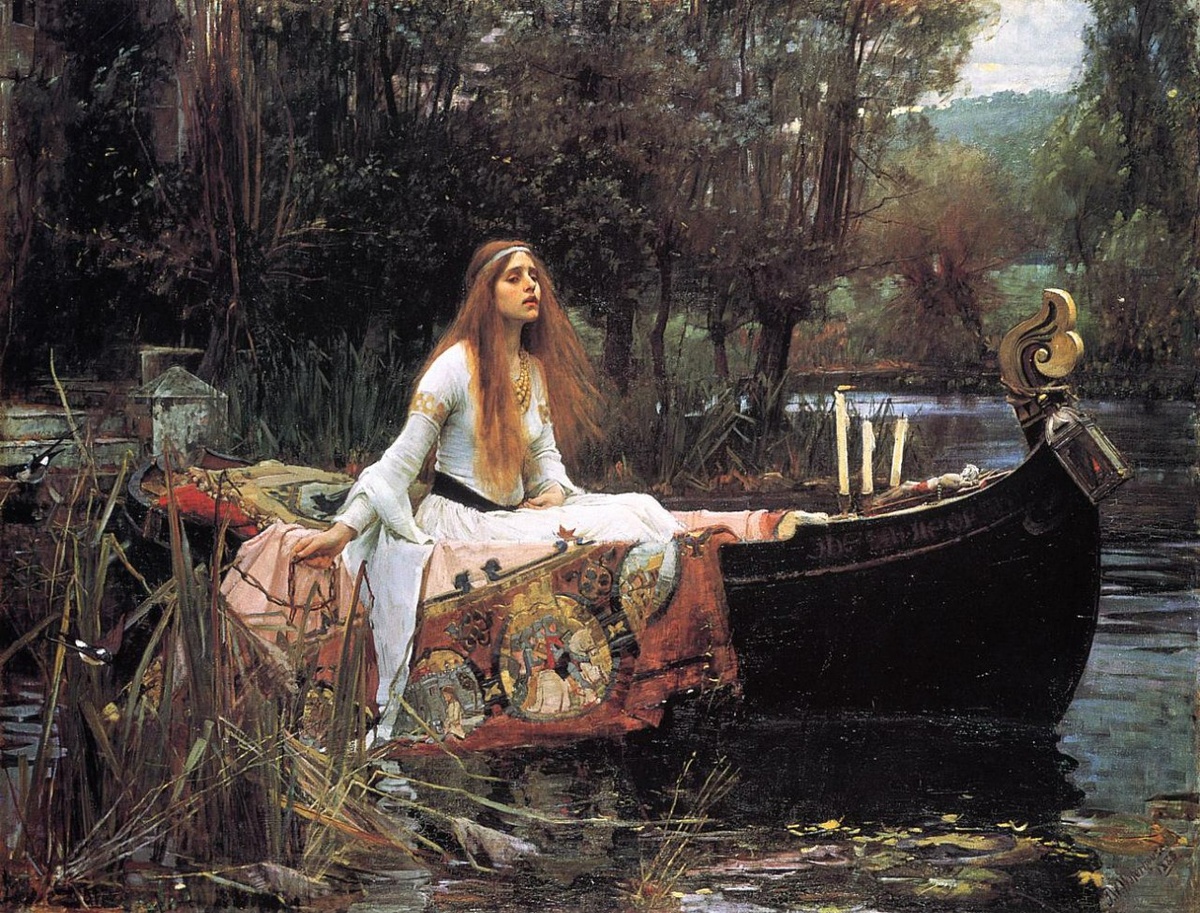 Джон Уильям Уотерхаус. «Леди Шалотт» (1888). Холст, масло. 200×153 см. Галерея Тейт, Лондон.