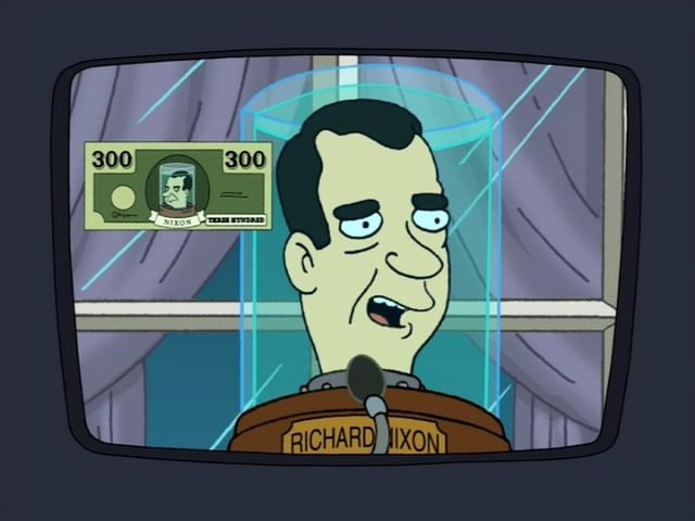 Объявление о раздаче 300 долларов. Источник: мультсериал «Футурама», серия «Три сотни больших мальчиков» (4 сезон, 16 серия)