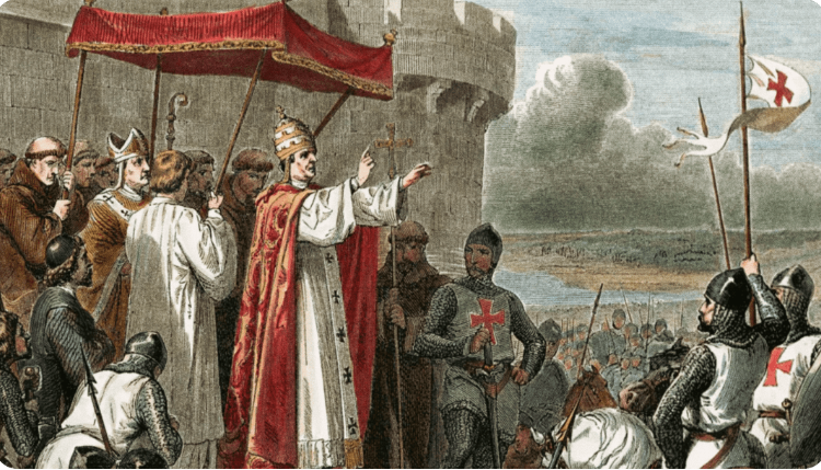 1095 год. Крестоносцы: "Давайте убьём всех неверных, ведь только наша Римско-католическая вера правильная". Хотя на самом деле нет нигде никакой "правильной" веры.