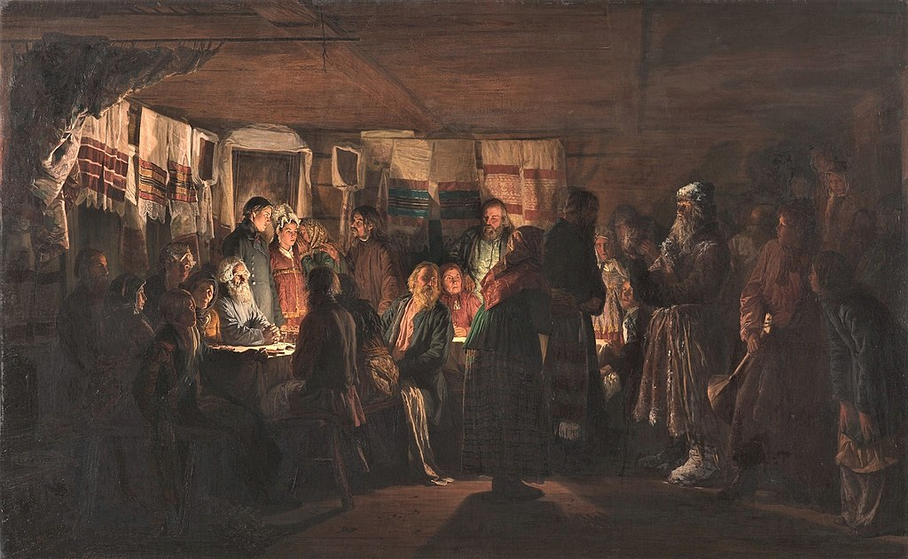 Приход колдуна на крестьянскую свадьбу (картина Василия Максимова, 1875) 