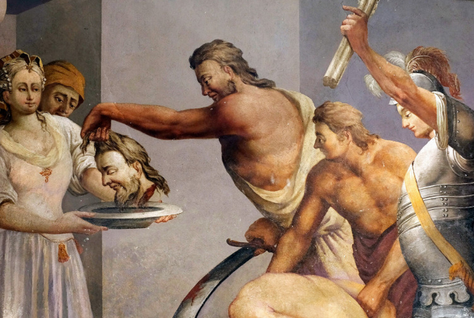 Усекновение главы Иоанна Предтечи, фреска на потолке церкви Св. Иоанна Крестителя в Загребе, Хорватия