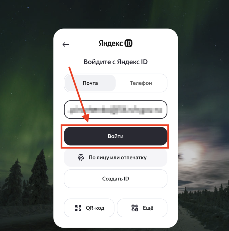     Введите заготовленную электронку и нажмите «Войти»