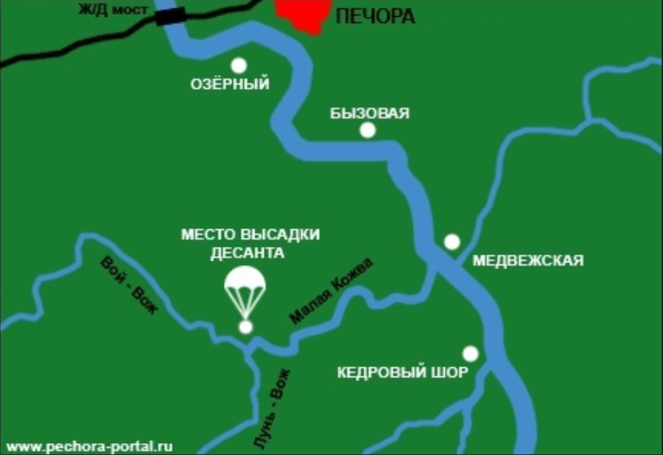 Примитивная карта района высадки