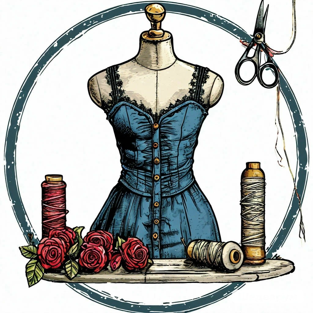 Логотип для учебного курса "Основы моделирования и шитья одежды". Изображение сгенерировано нейросетью Шедеврум. 