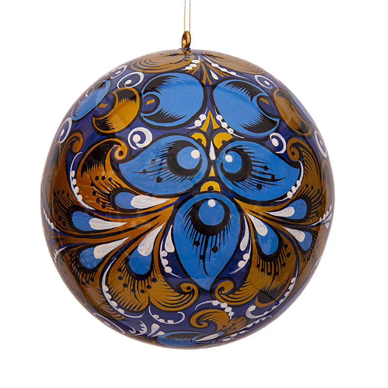 Узор ручной работы Хохлома Новогодний шар