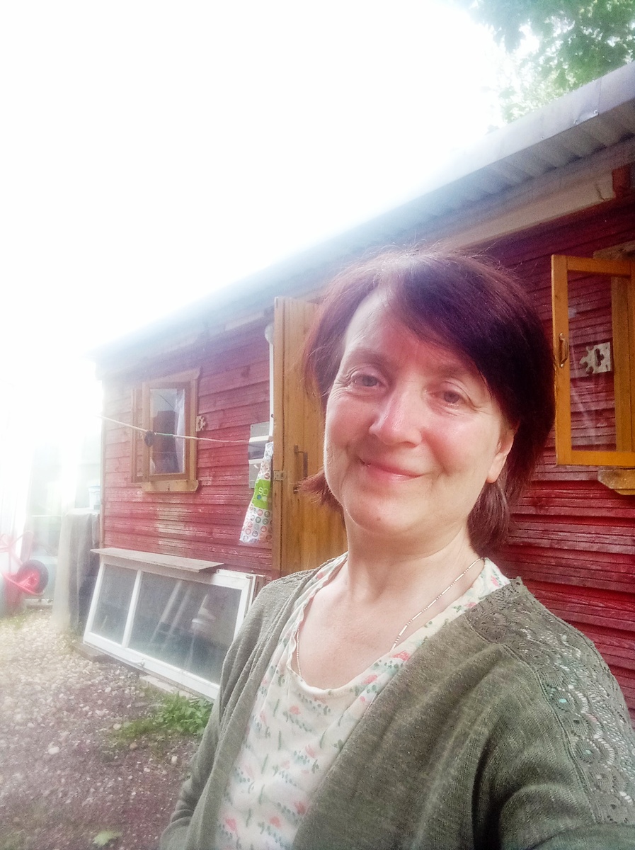 На фоне снимаемого вагончика.