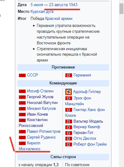 Фрагмент статьи Викпедии "Курская Бутва"