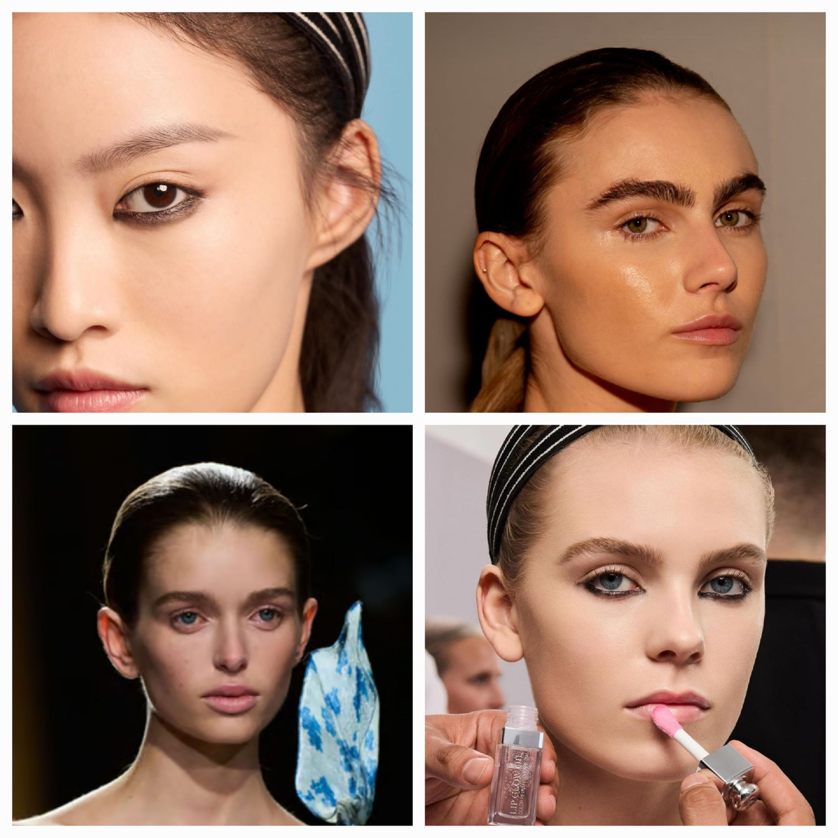 Макияж моделей на шоу Dior Ready-to-Wear Spring-Summer 2025 и Victoria Beckham Ready-to-Wear Spring-Summer 2025. Материал из сети.