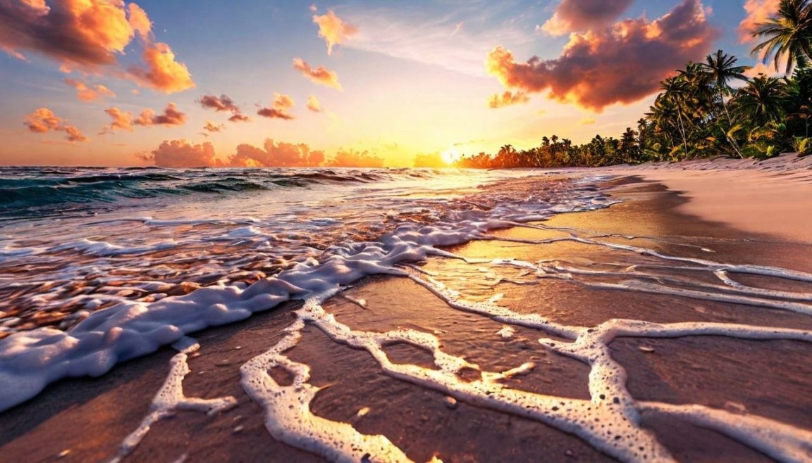 Пляж на закате от ИИ