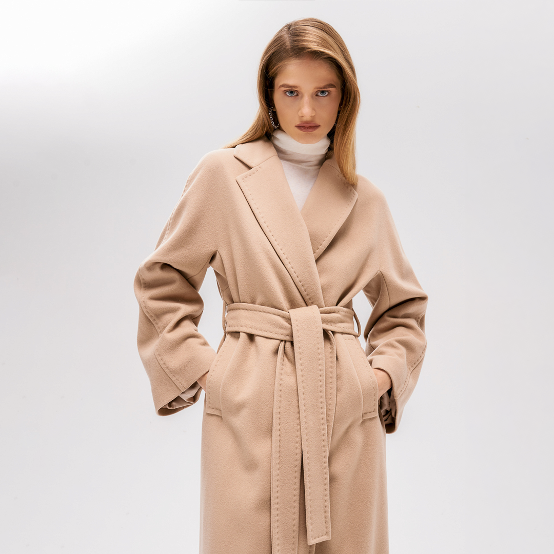 Пальто с широким рукавом с ластовицей из шерсти и кашемира, Nude story