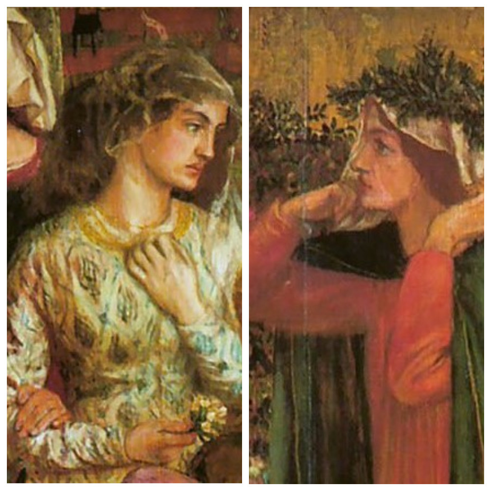 Приветствие Беатриче. Фрагменты. Данте Габриэль Россетти 1859 - 1863 гг. 