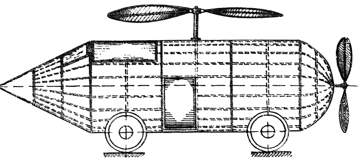Проект электролёта Лодыгина, 1870 год  📷
