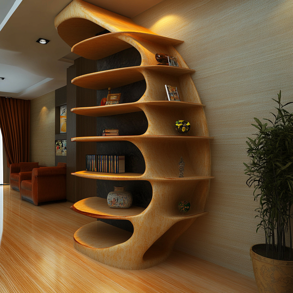 полки простирается от пола до потолка