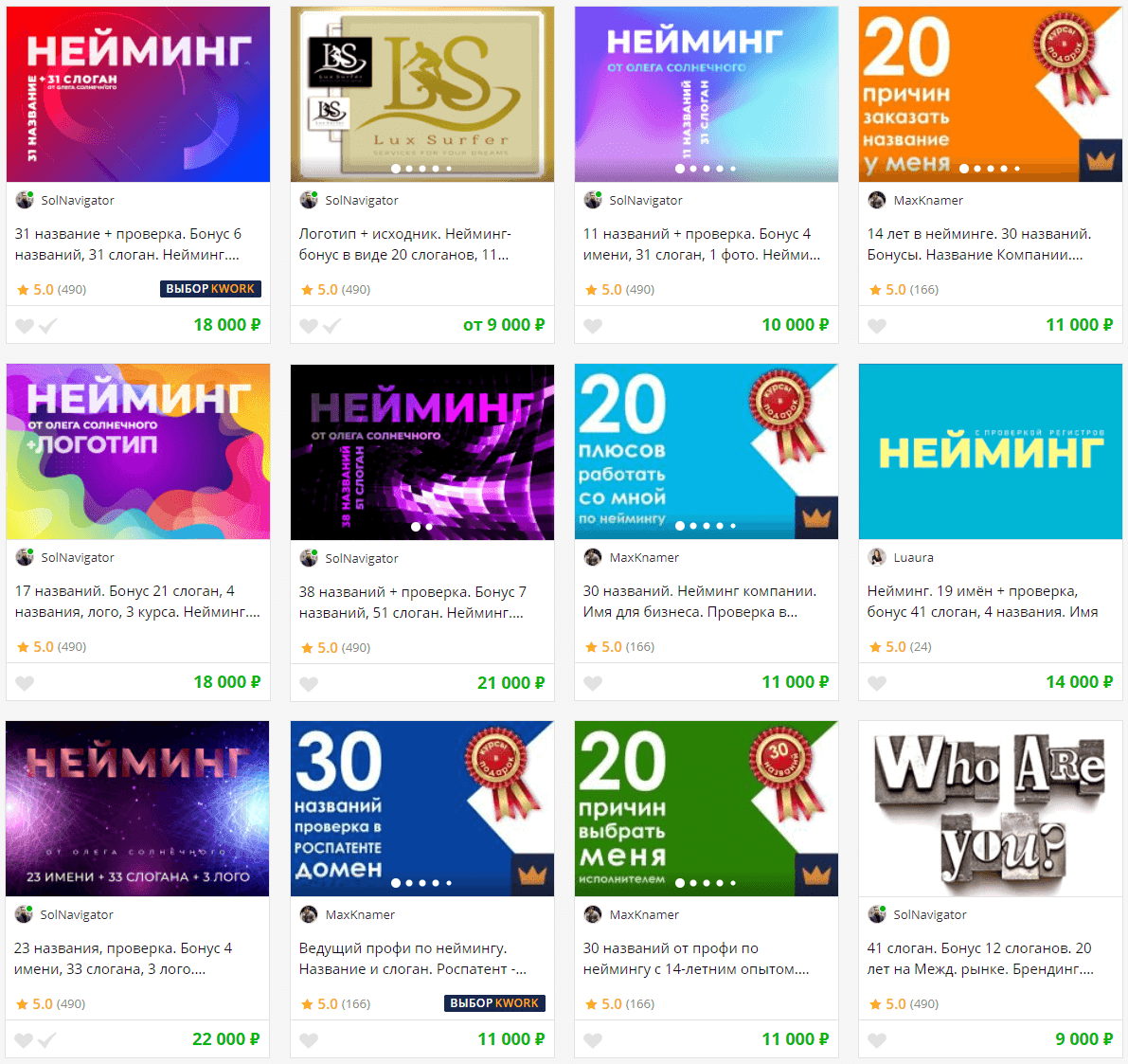 Цены на услуги нейминга на фриланс бирже