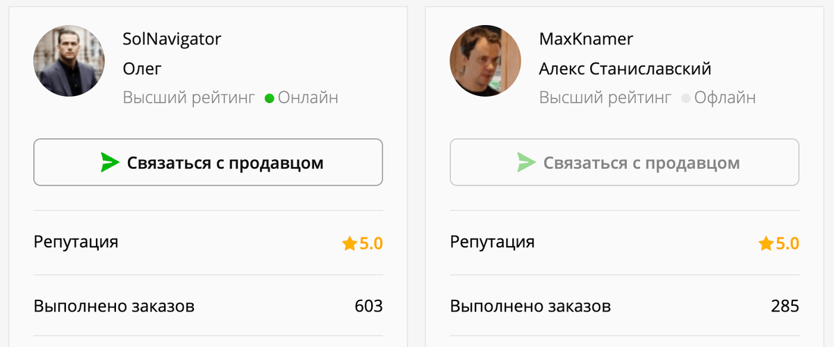Выполнено более 600 и 285 заказов