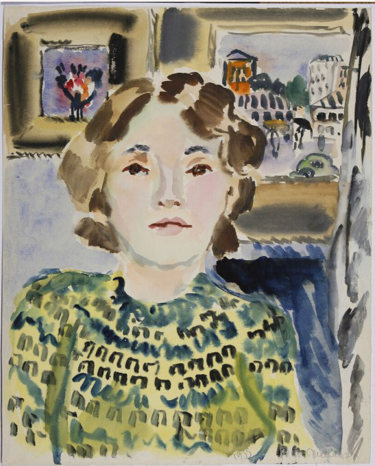 Автопортрет на фоне картин   Бумага, акварель, белила 44 x 36 1939 ГТГ