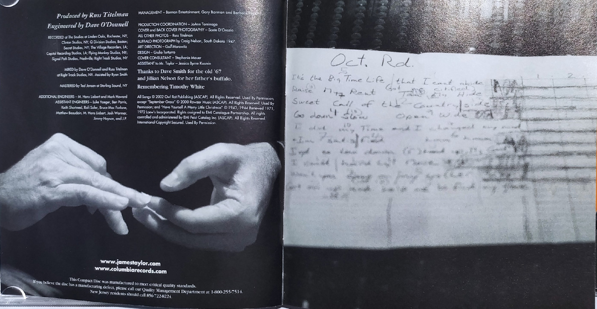 James Taylor "October Road" SACD - booklet credits