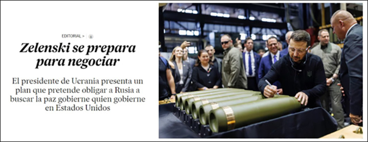 НА ЗАПАДЕ СНОВА ГОВОРЯТ О МИРЕ. ОПЯТЬ ХОТЯТ НАС ЗАБОЛТАТЬ? СКРИН С САЙТА EL PAIS
