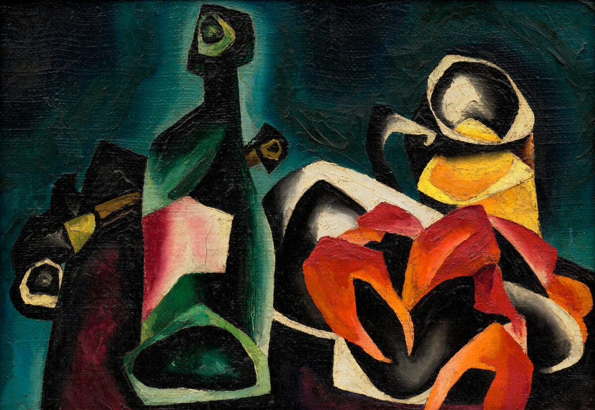 Олег Целков. Трубка, пиво и раки. 1957