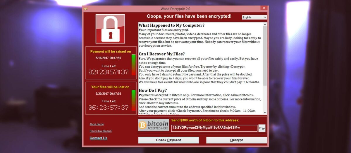 пример как выглядит вирус-вымогатель WannaCry