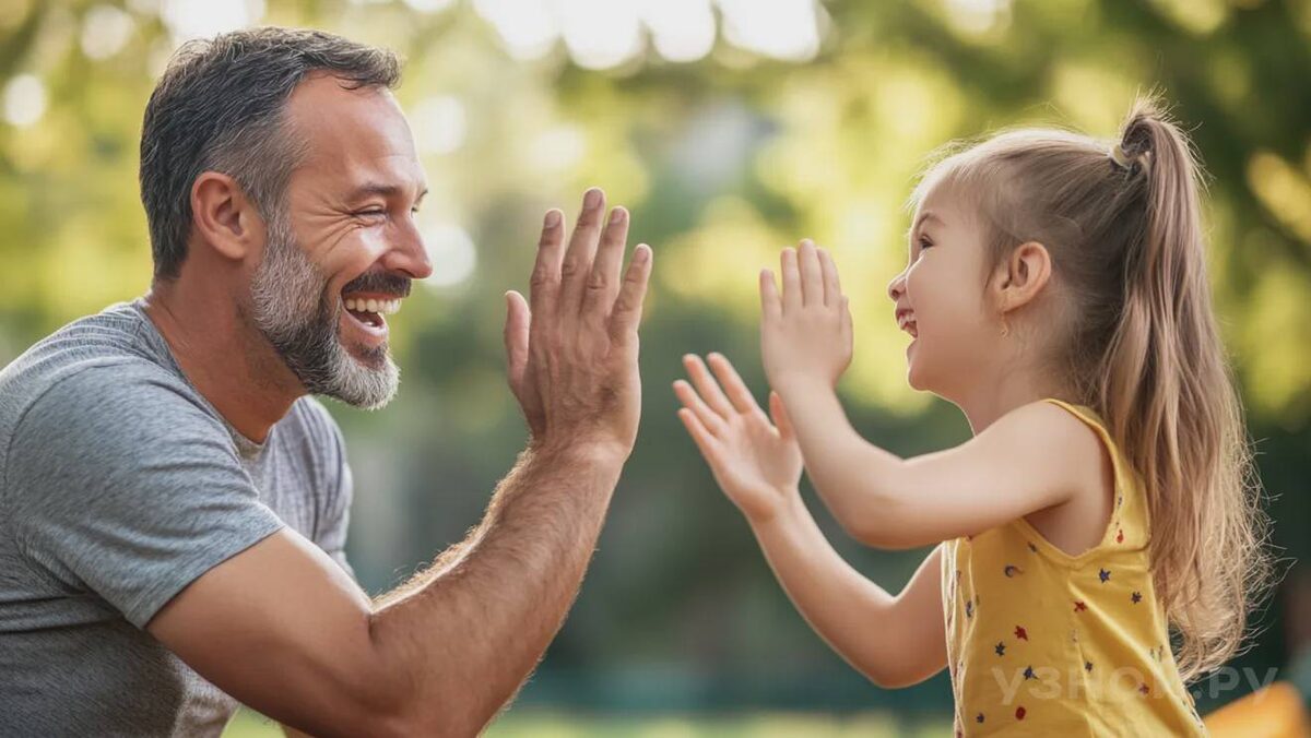     Мужчина хвалит свою дочь © Фото: uznay.ru