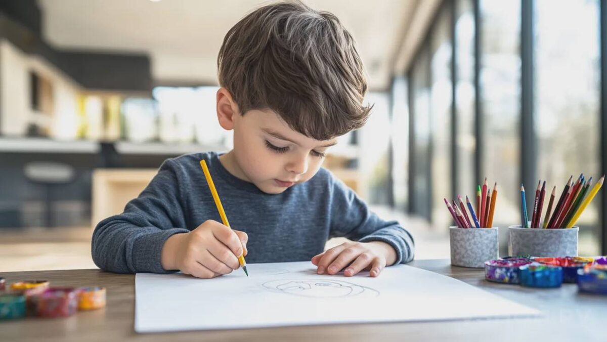     Мальчик рисует сидя за столом © Фото: uznay.ru