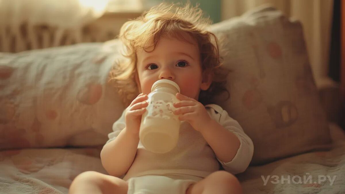     Ребенок пьет из бутылочки © Фото: uznay.ru