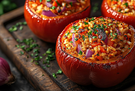    Фаршированный перец с овощами — меню для вегетарианцев