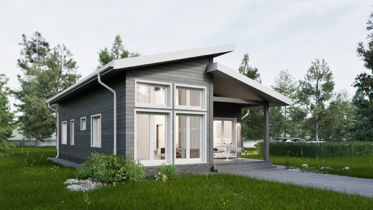 Терасса и панорамные окна с видом на внутренний двор