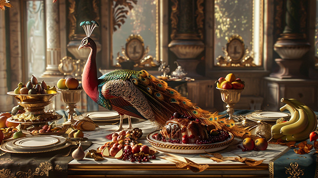 Жареный павлин - кулинарный шедевр шеф-повара Фламиния.