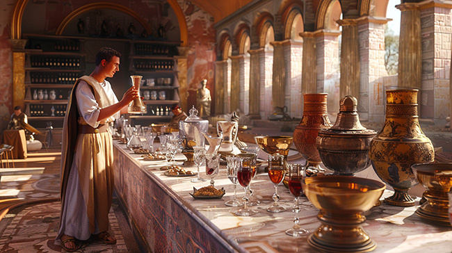 Вино неизменно сопровождало роскошные римские пиршества.