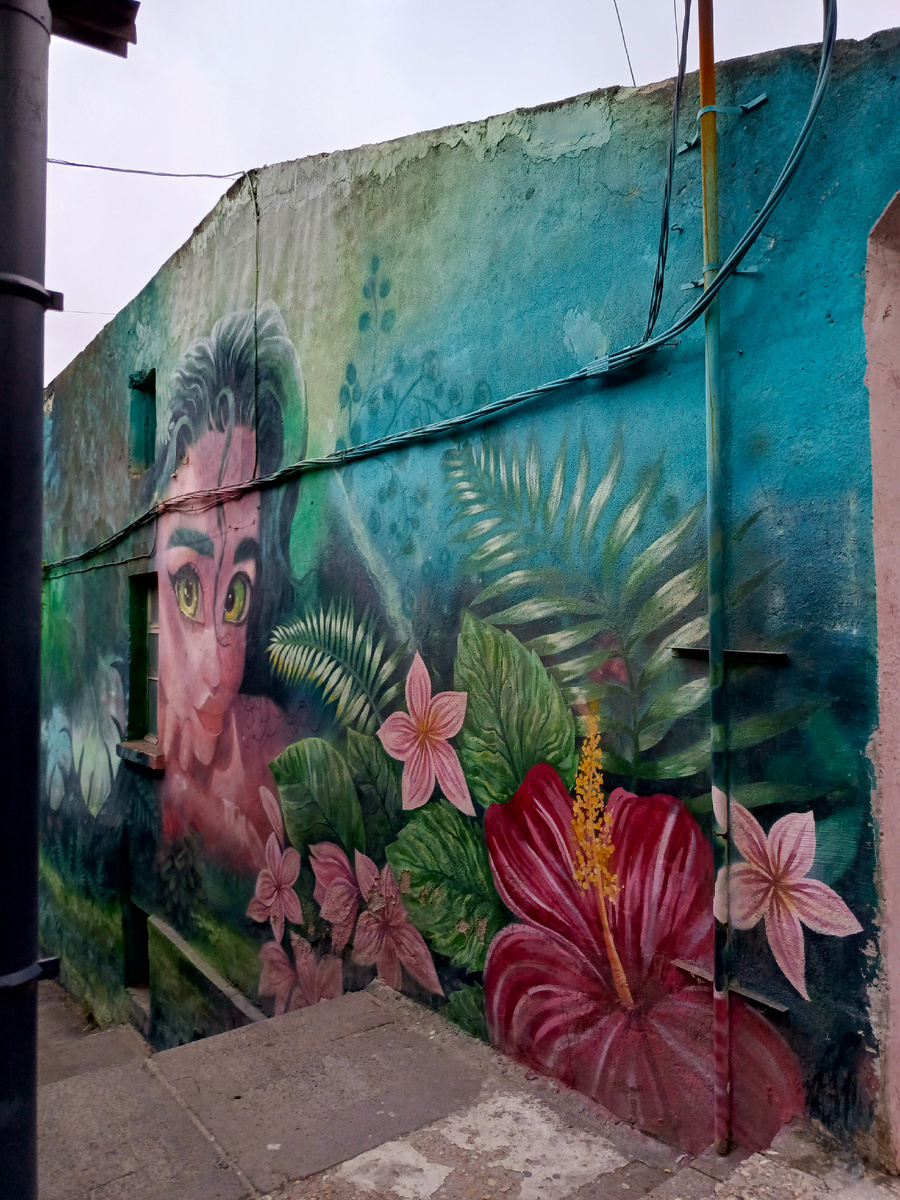 Снять его можно было только так, т.к. довольно близко находится стена здания кафе.